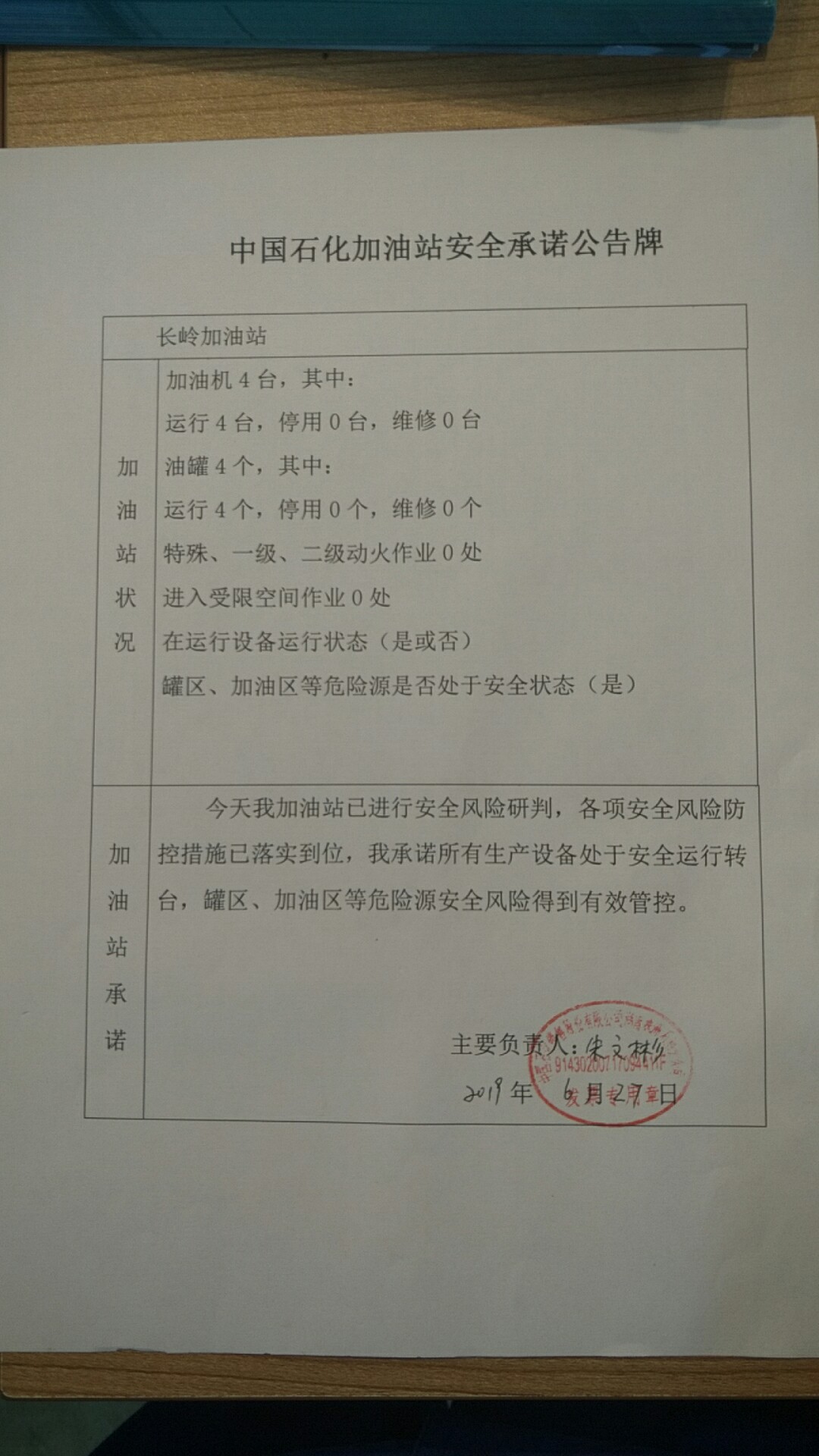 20190627安全承诺公告牌公示