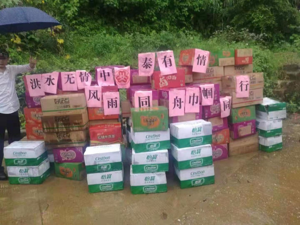 【党旗下的新时代文明实践】宁家坪镇：捐献物资暖民心 众志成城抗洪灾