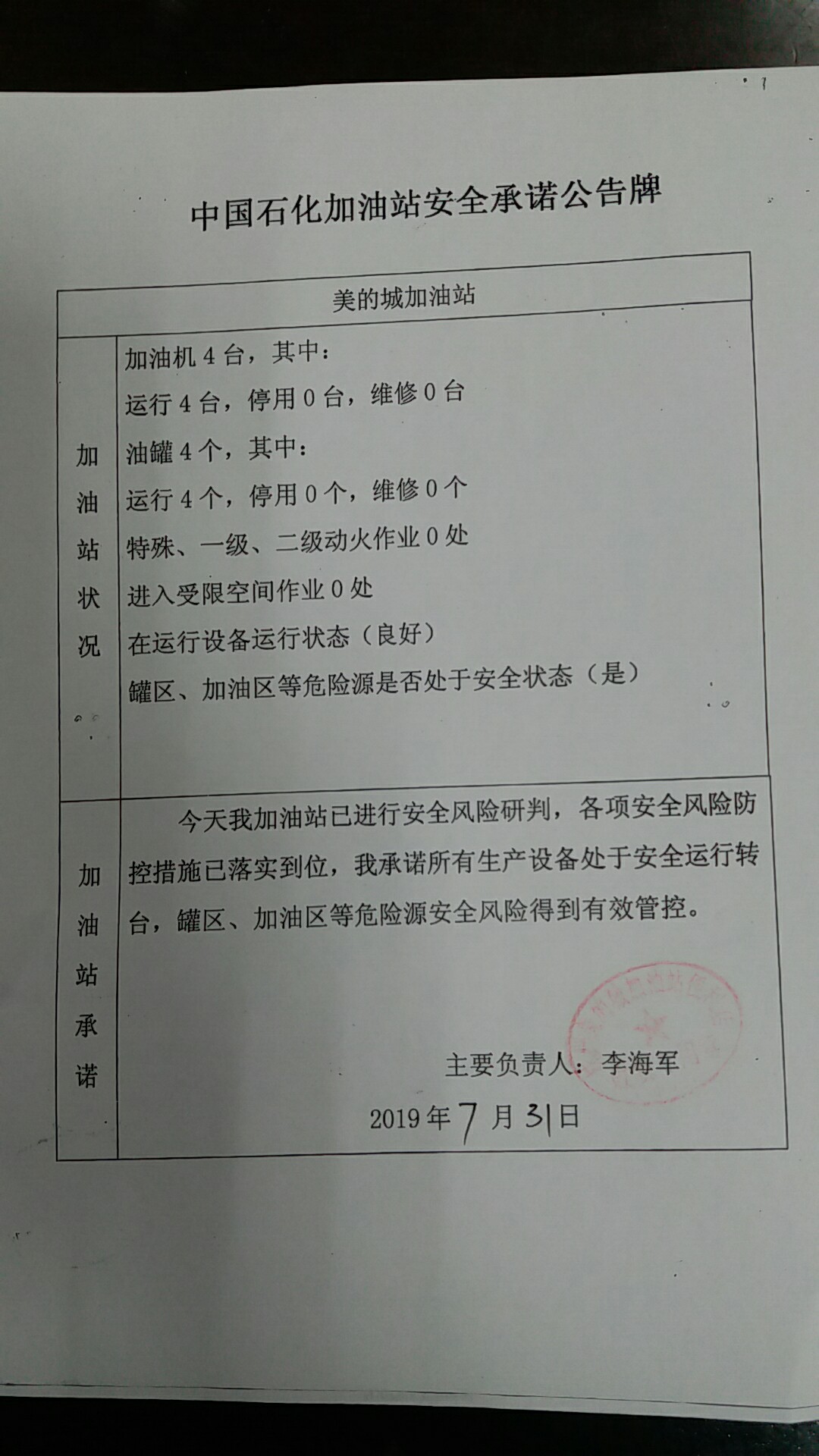 20190731安全承诺公告牌公示