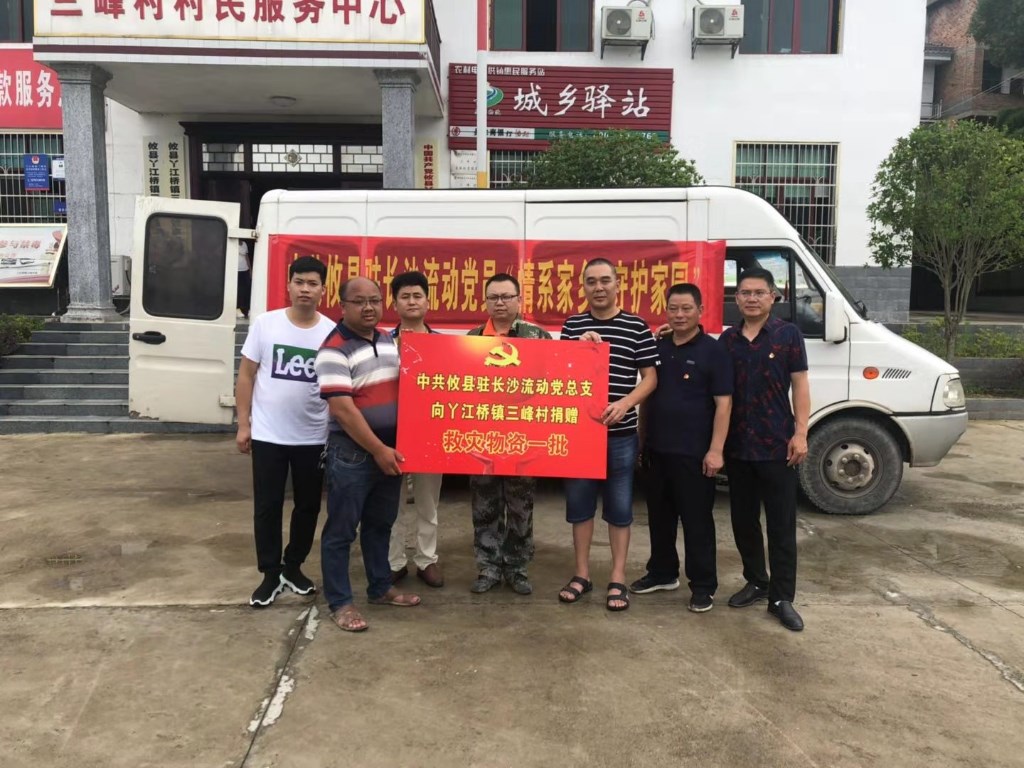 情满丫江攸县驻长沙流动党总支向丫江桥镇三峰村捐赠救灾物资