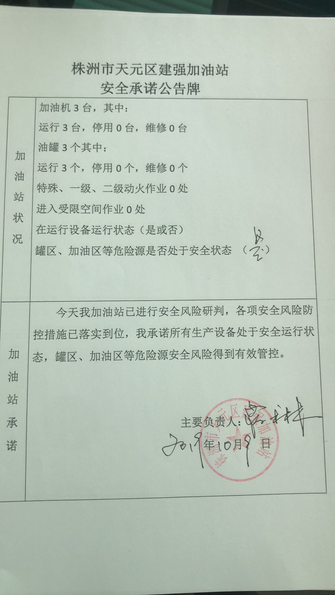 20191009安全承诺公告牌公示