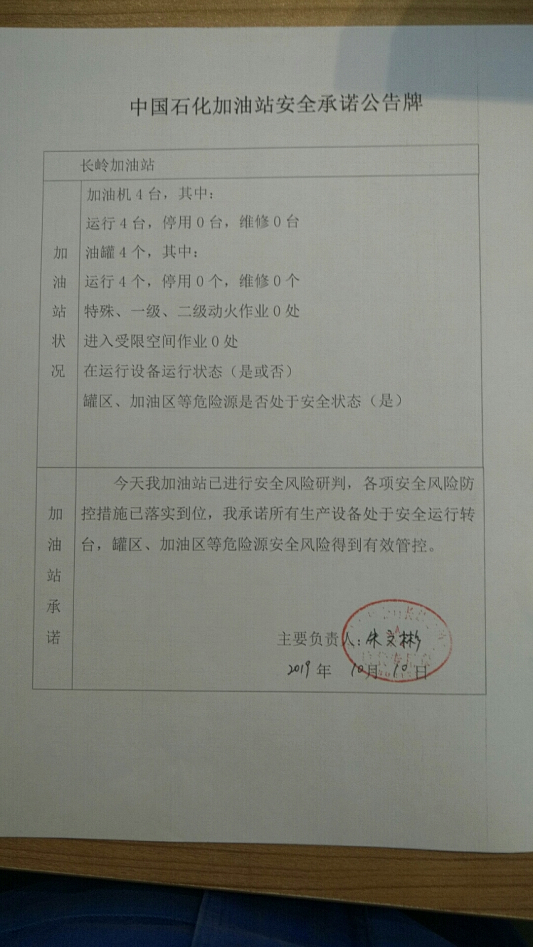 20191010安全承诺公告牌公示