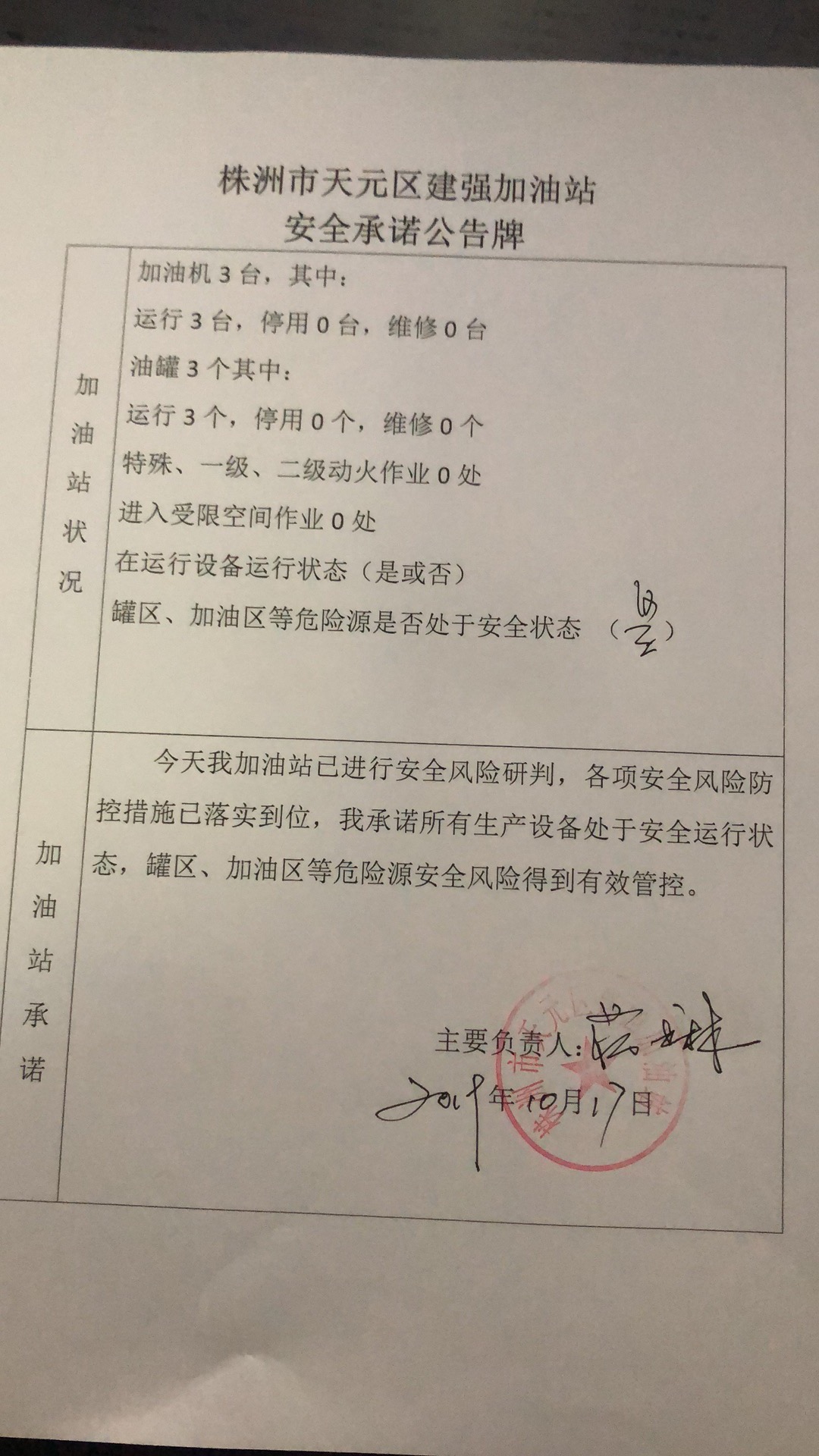 20191017安全承诺公告牌公示