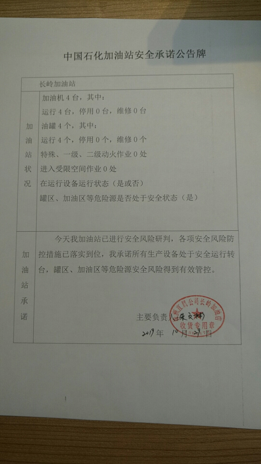 20191029安全承诺公告牌公示