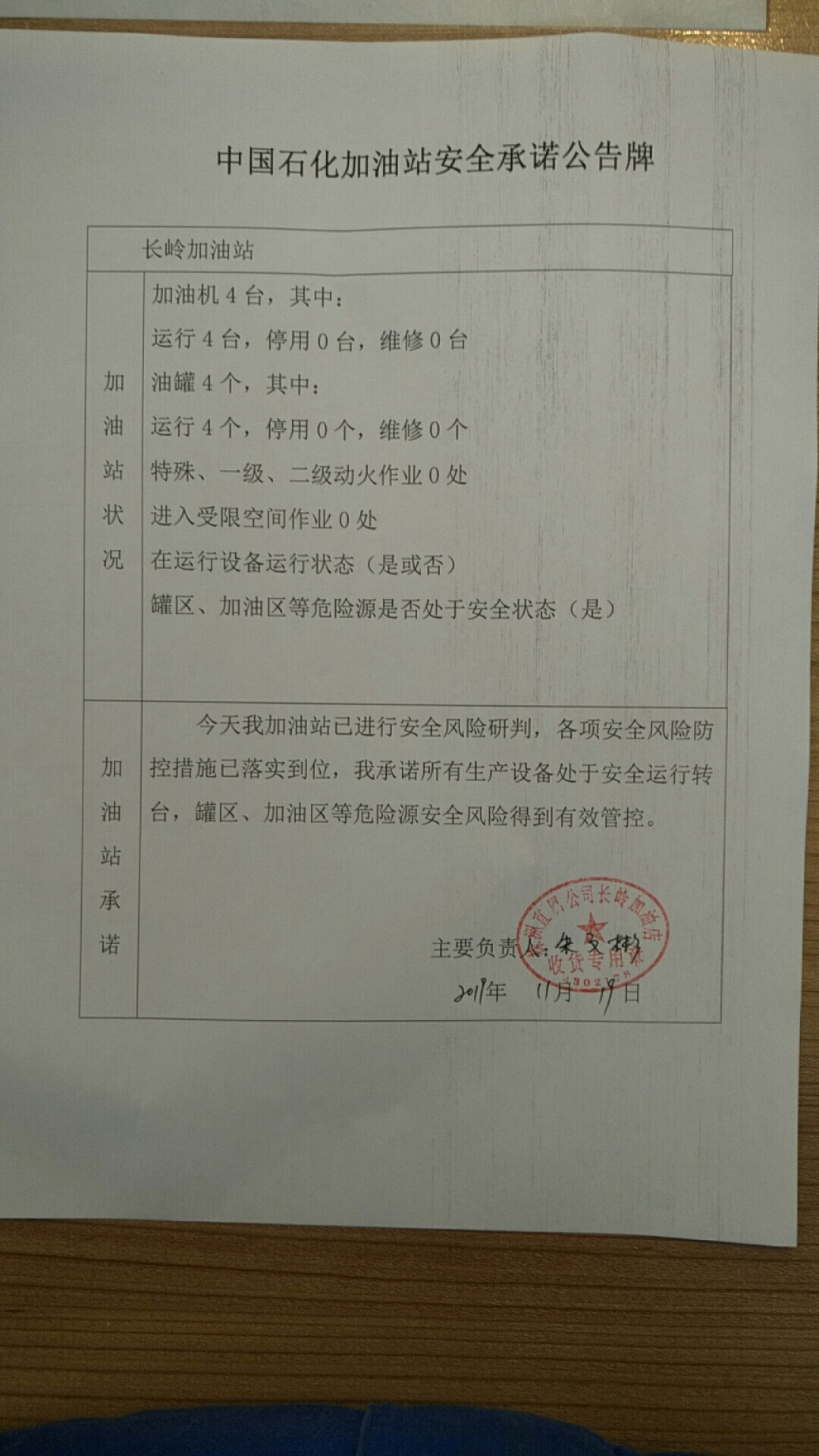 20191119安全承诺公告牌公示