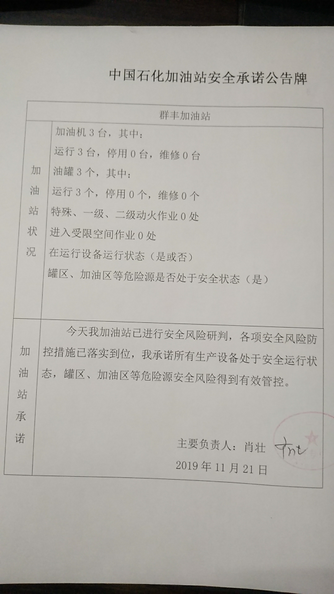 20191121安全承诺公告牌公示