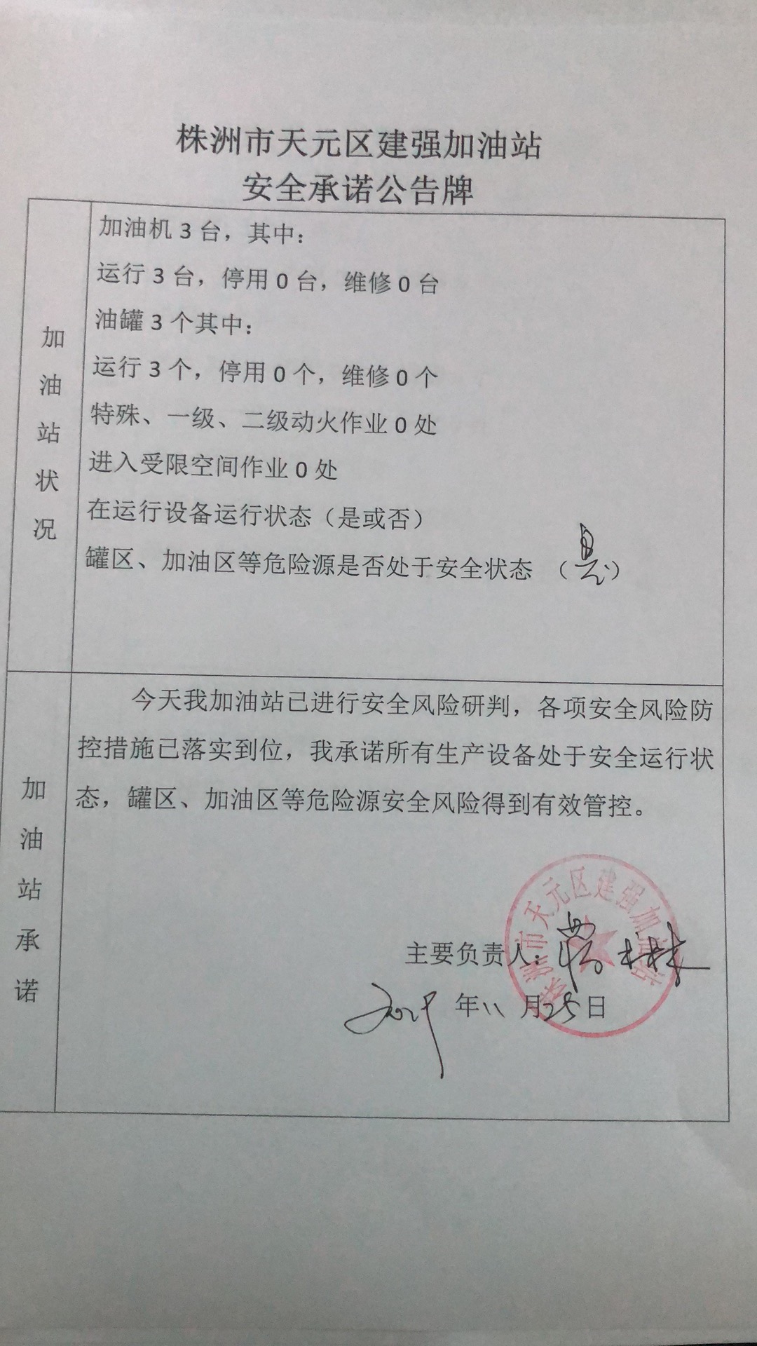 20191125安全承诺公告牌公示