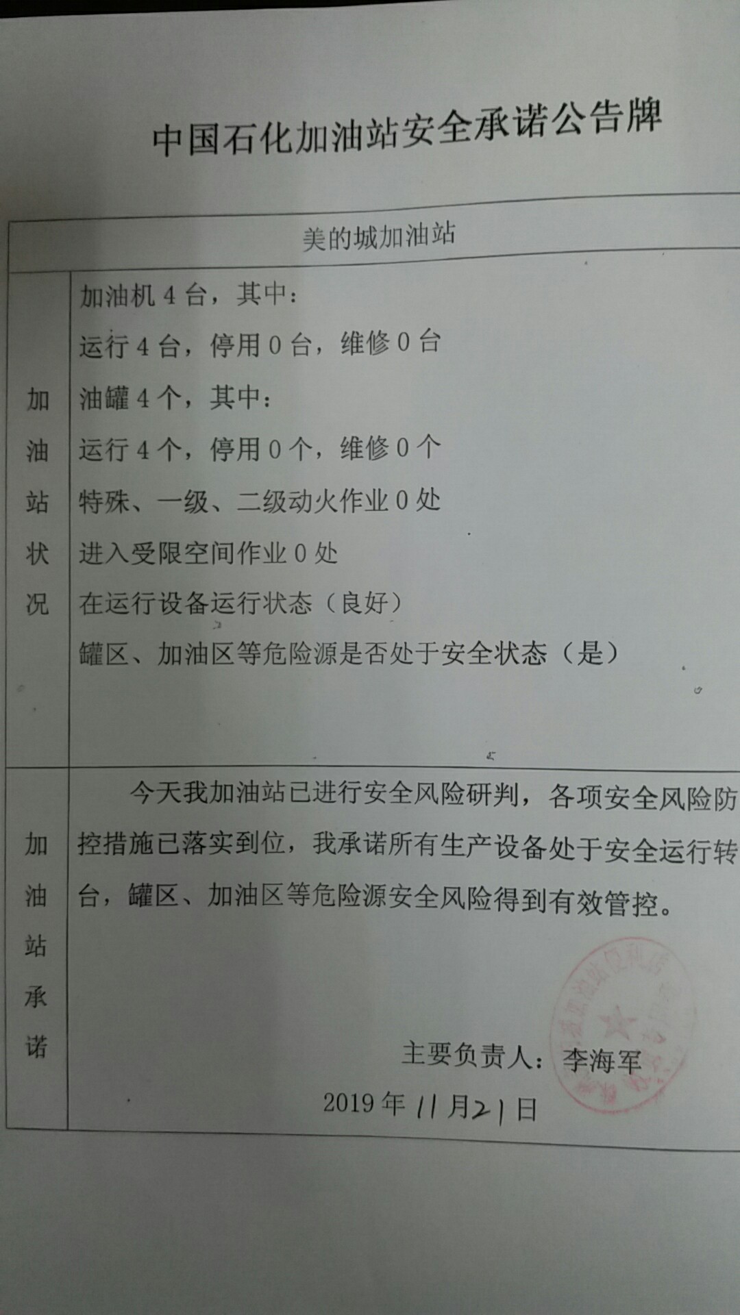 20191121安全承诺公告牌公示