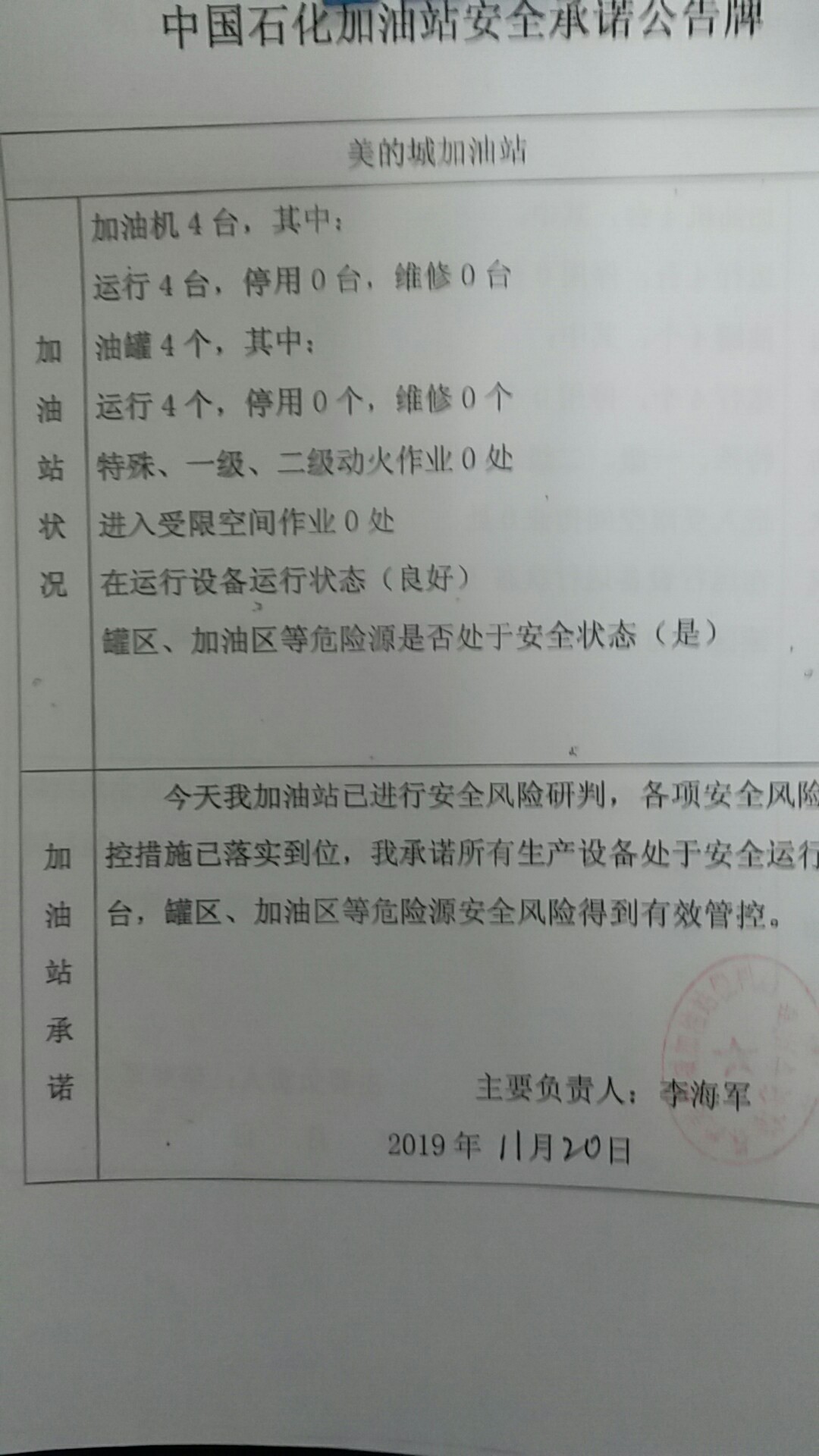 20191120安全承诺公告牌公示