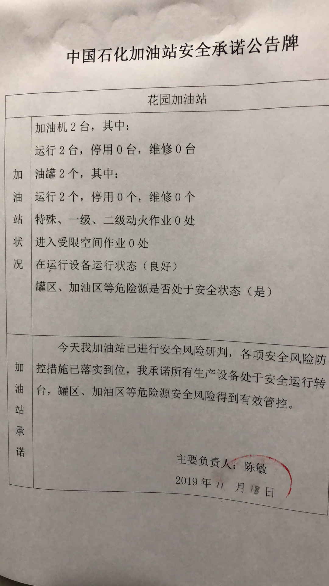20191118安全承诺公告牌公示