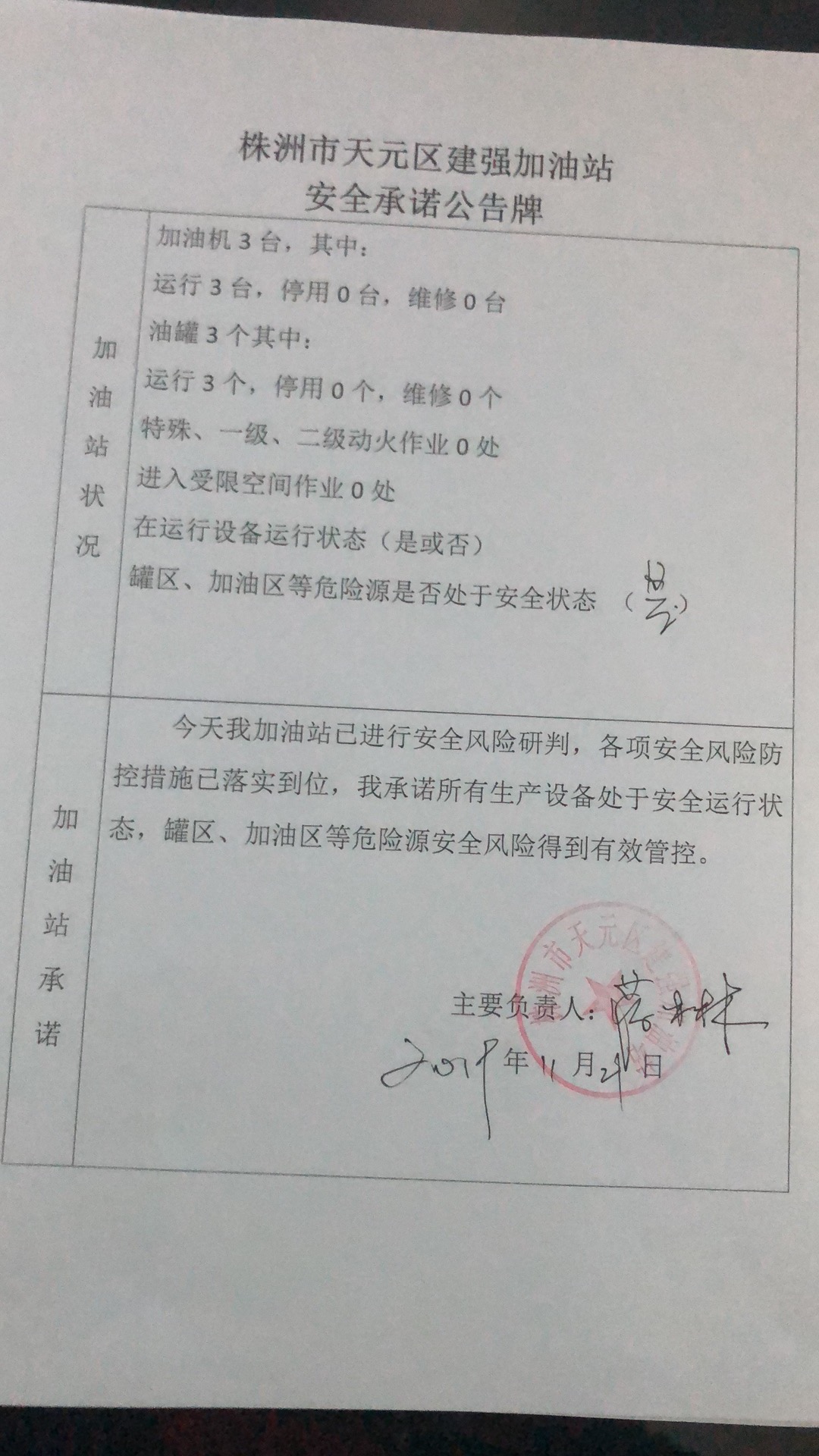 20191121安全承诺公告牌公示