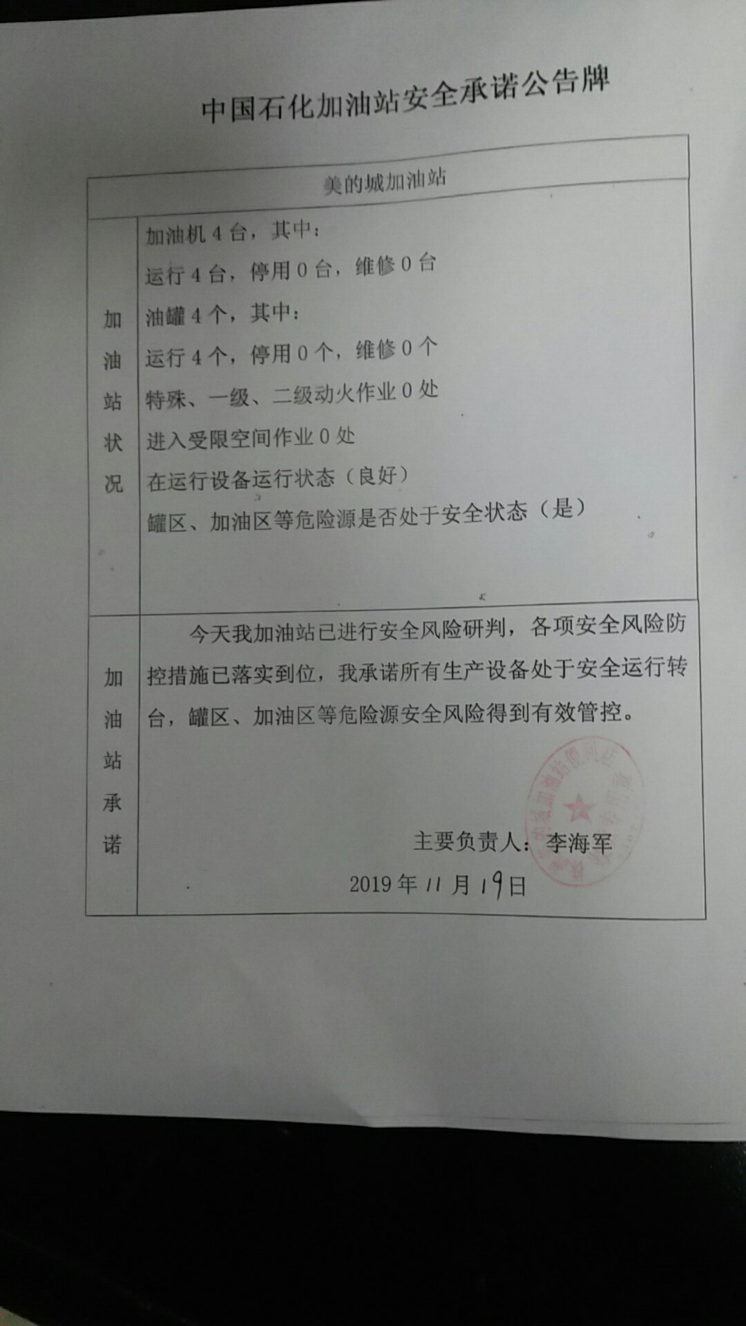 20191119安全承诺公告牌公示