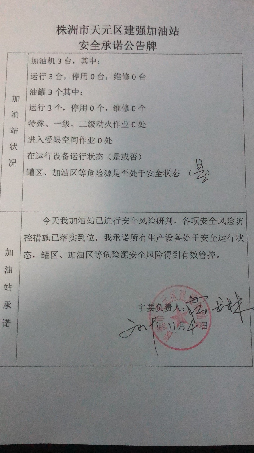 20191104安全承诺公告牌公示