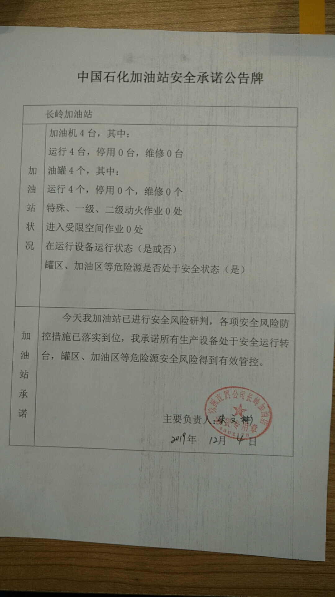 20191204安全承诺公告牌公示