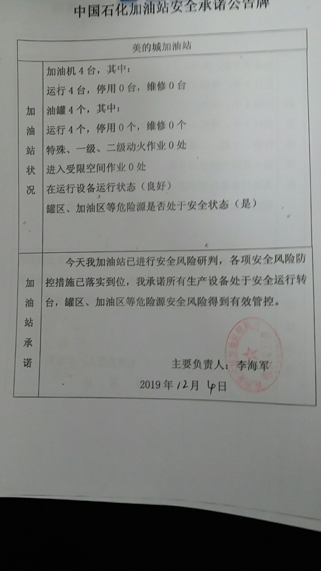 20191204安全承诺公告牌公示