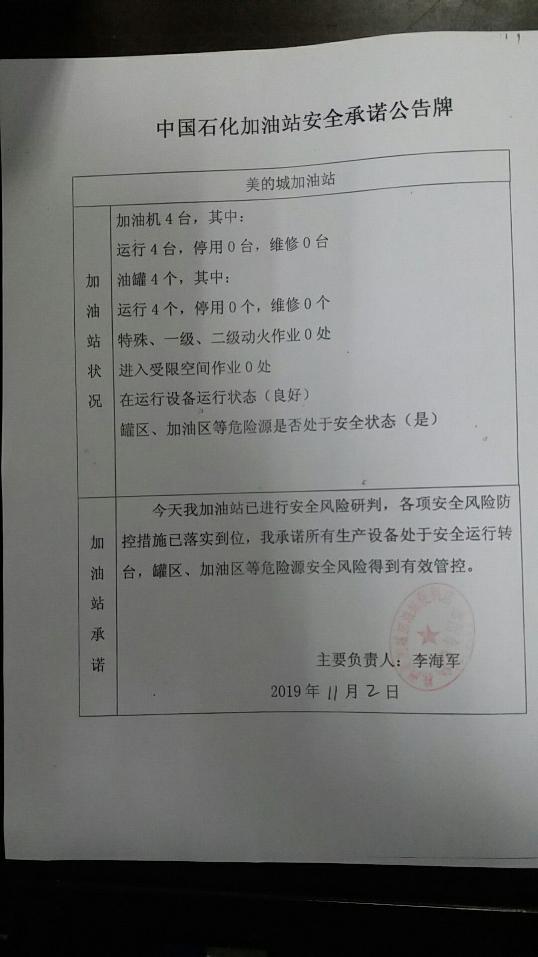 20191202安全承诺公告牌公示