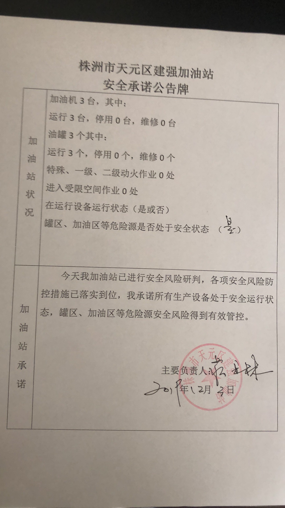 20191203安全承诺公告牌公示