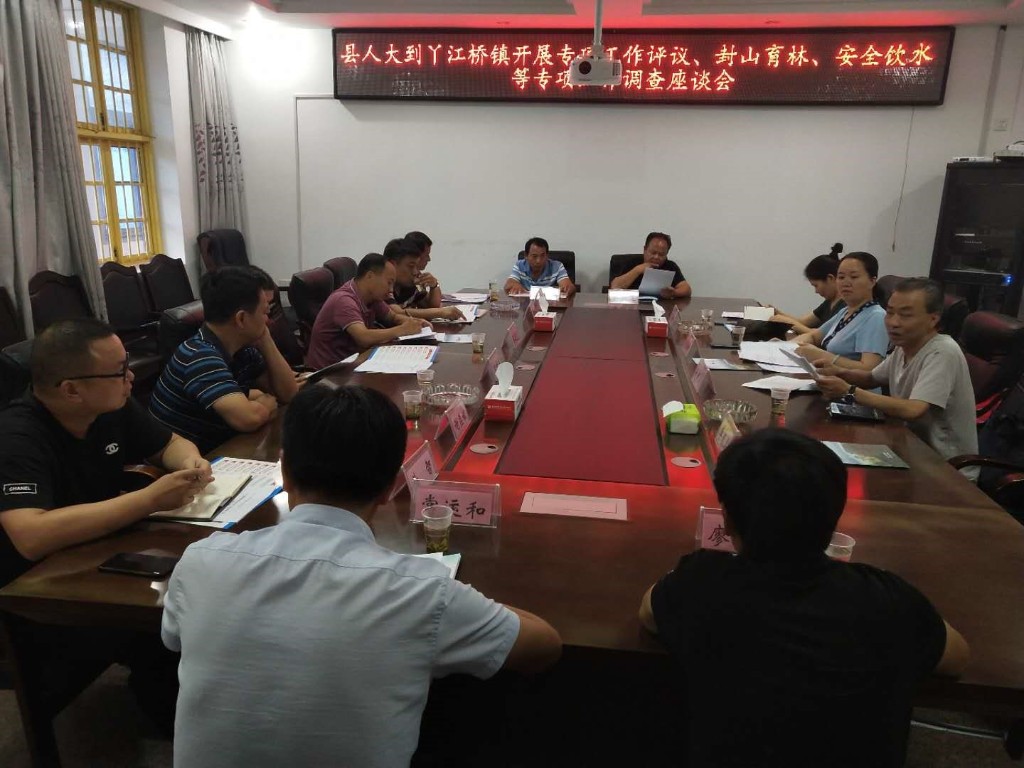 县人大一行到丫江桥镇开展专项工作评议、封山育林、安全饮水等专项工作调查座谈会