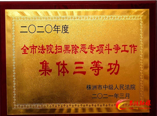 茶陵法院荣获全市法院扫黑除恶工作“集体三等功”