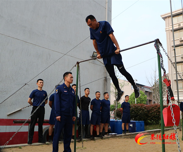 茶陵消防体能考核检训练成果