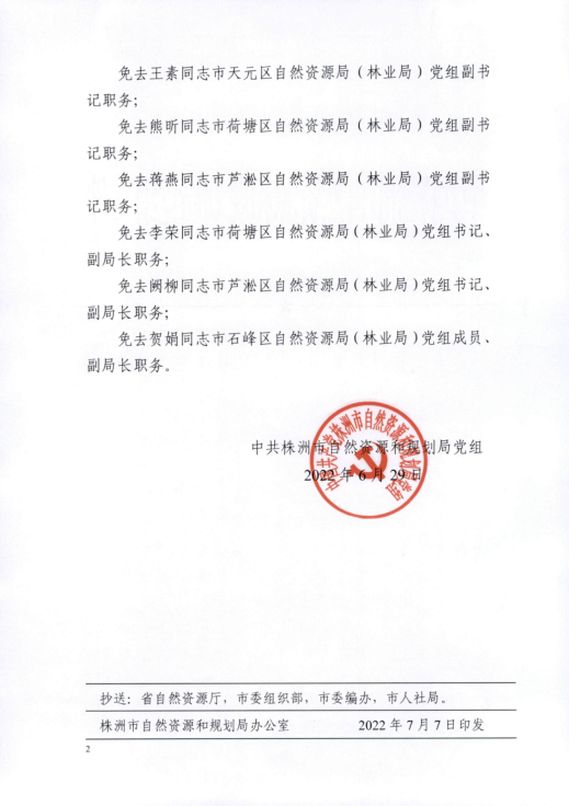 关于肖振华等同志职务职级任免的通知（株资规党[2022]5号）