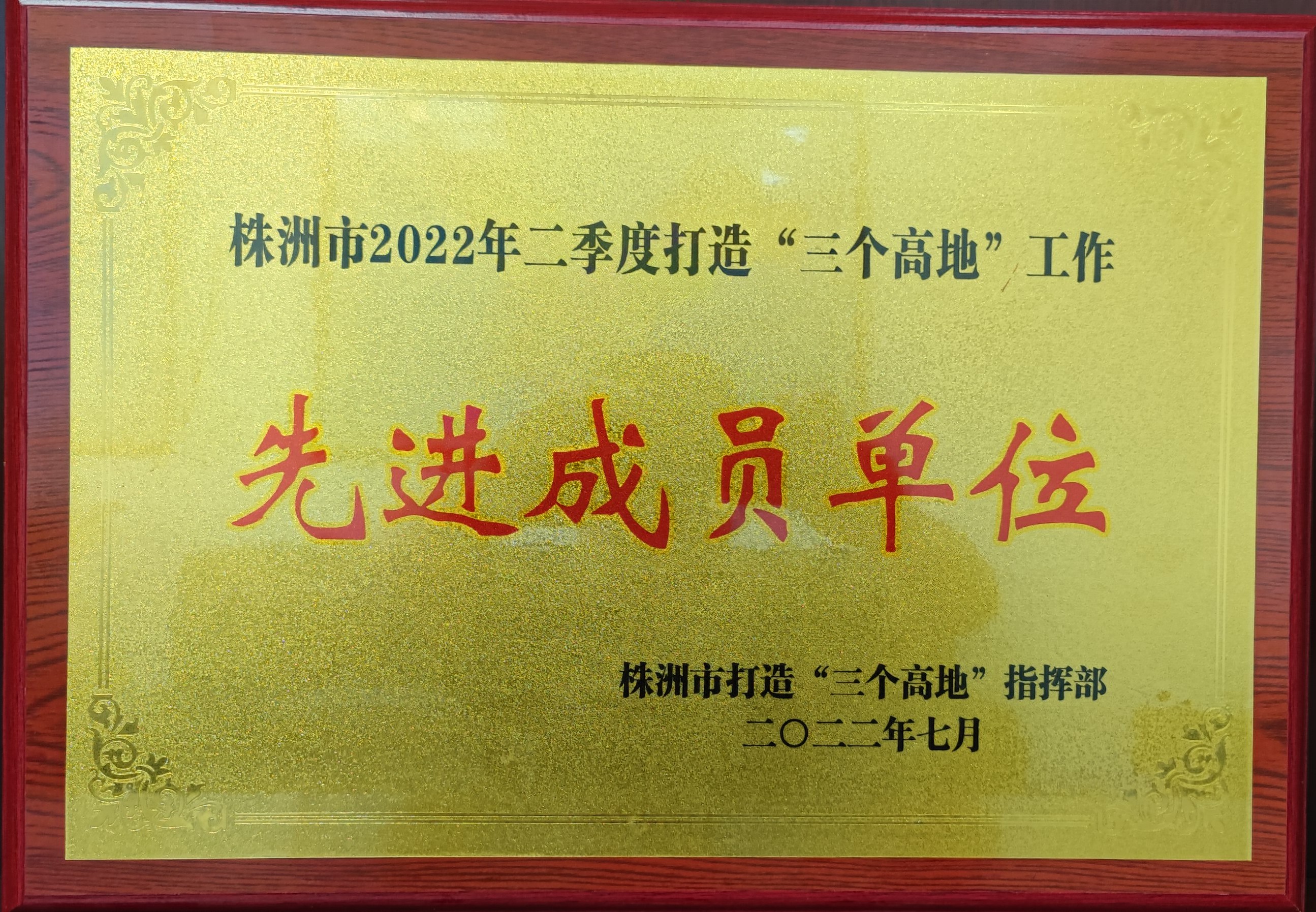 喜报!株洲市资规局荣获全市二季度"三个高地""先进成员单位"称号