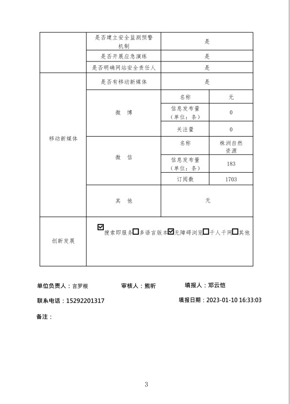 株洲市自然资源和规划局2022年政府网站年度报表
