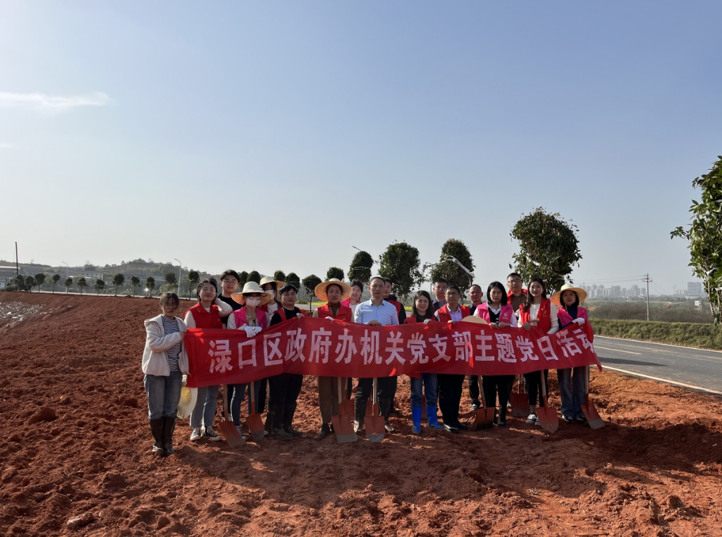 区政府办联合后盾单位开展义务植树活动