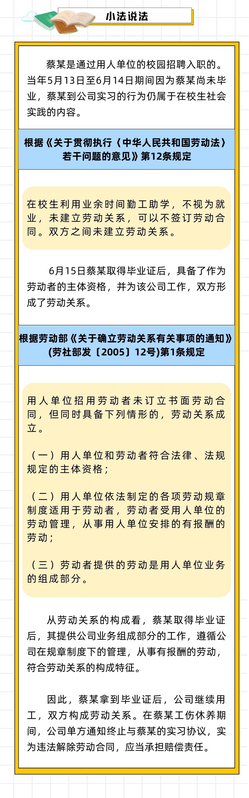 【小法说法⑥】如此“实习” 算不算建立劳动关系