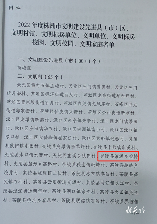 策源乡梁桥村获评市级“文明村镇”
