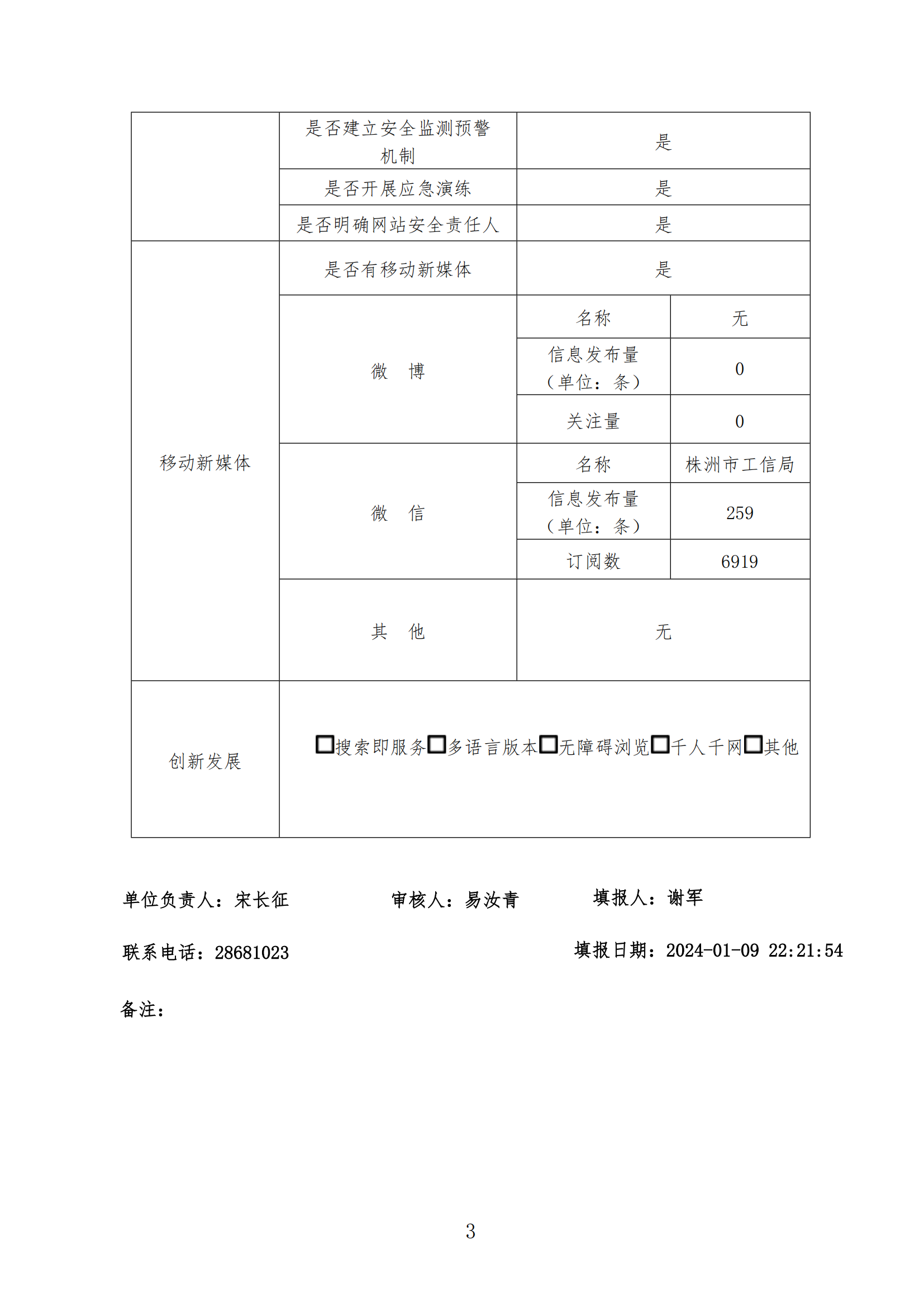 株洲市工业和信息化局2023年度政府网站工作年度报表