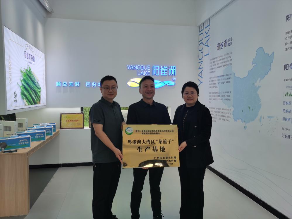 市农业农村局为阳雀湖白关基地举行粤港澳大湾区"菜篮子"生产基地授牌