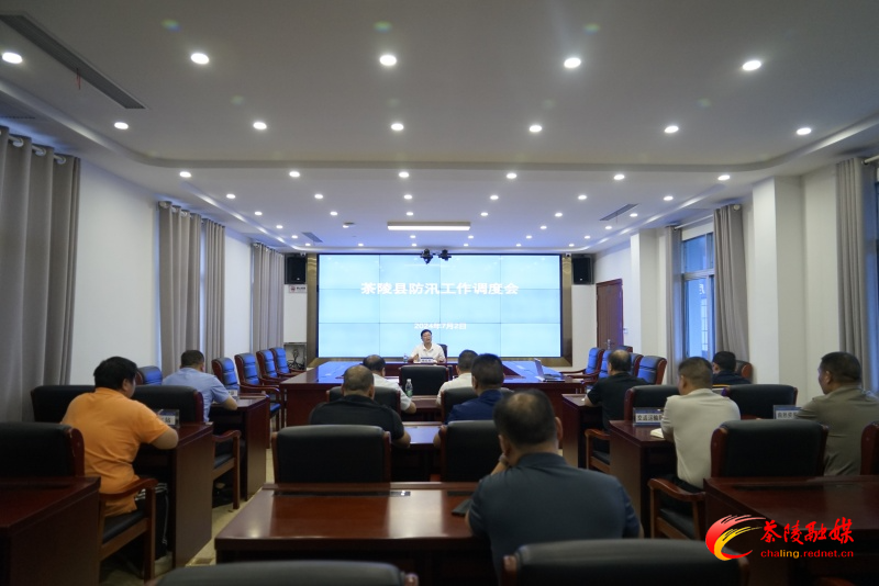 茶陵县组织收听收看全市防汛调度会商电视电话会议
