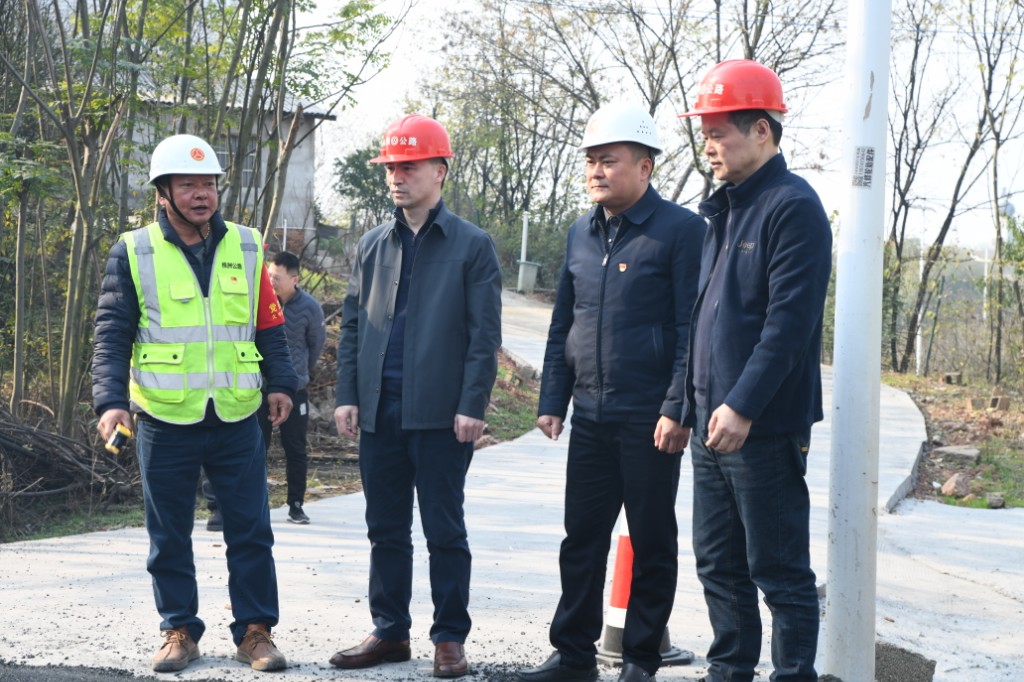 钟勇军一行督导S104线公路中修项目