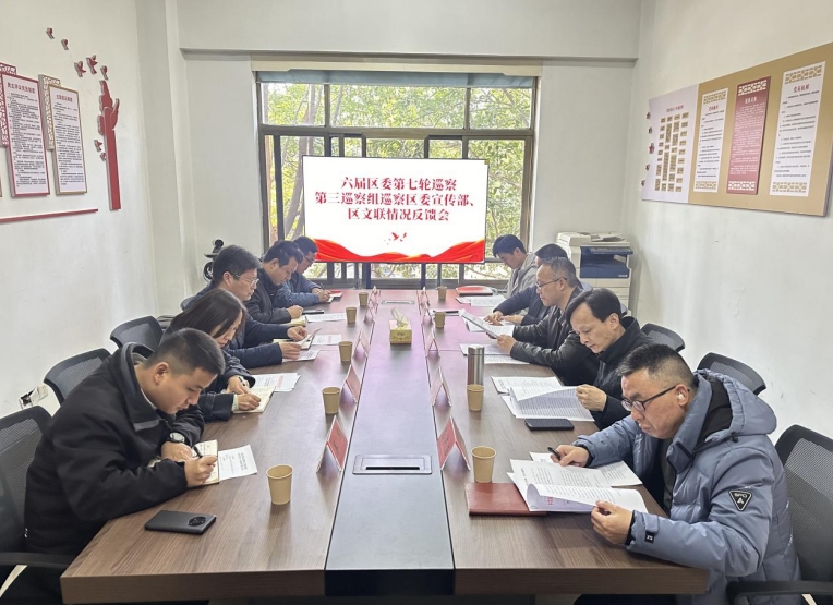 六届区委第七轮巡察第三巡察组巡察区委宣传部、区文联情况反馈会召开
