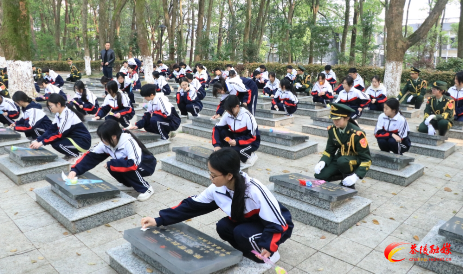 茶陵二中开展清明祭扫烈士陵园活动