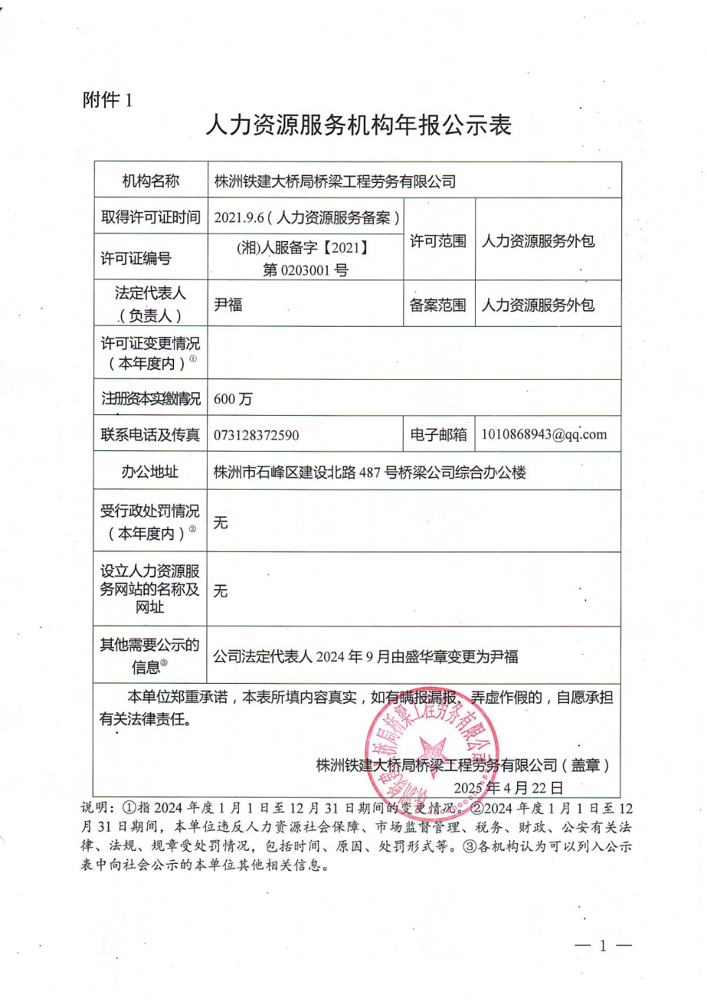 2024年株洲市石峰区经营性人力资源服务机构年度报告公示