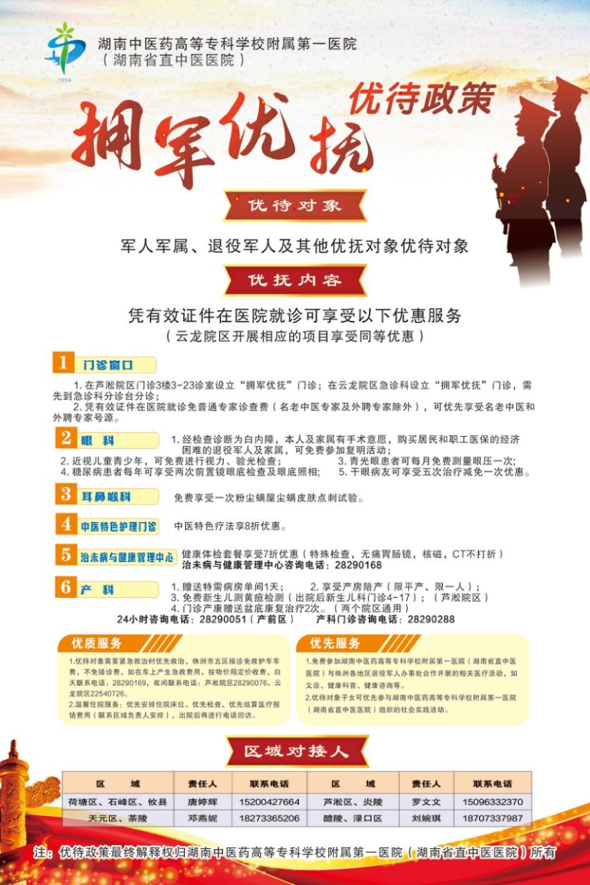 株洲：“荣军联盟”再扩容 医疗优待 1！