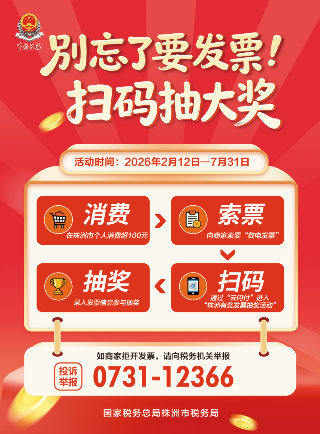 “乐购株洲 开票有喜”！有奖发票兑奖流程来了