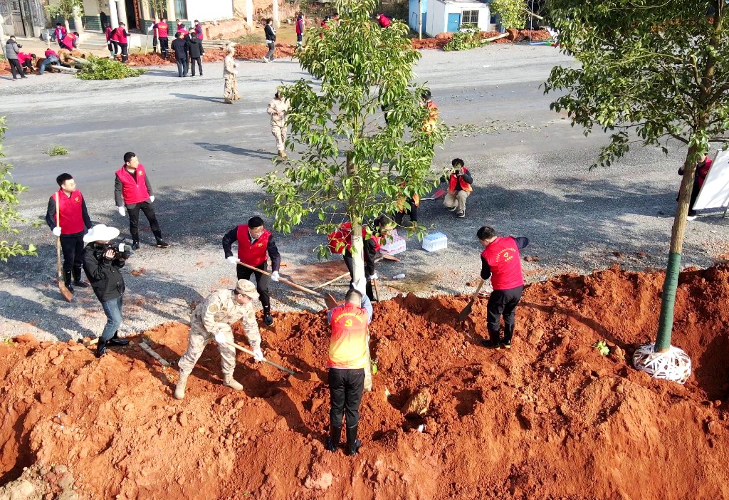 春染洣水岸 添绿美攸州—县领导与志愿者共植新绿