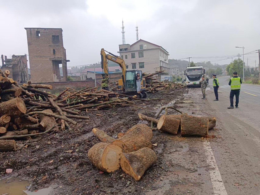 渌口区多部门联动整治公路占道违法行为